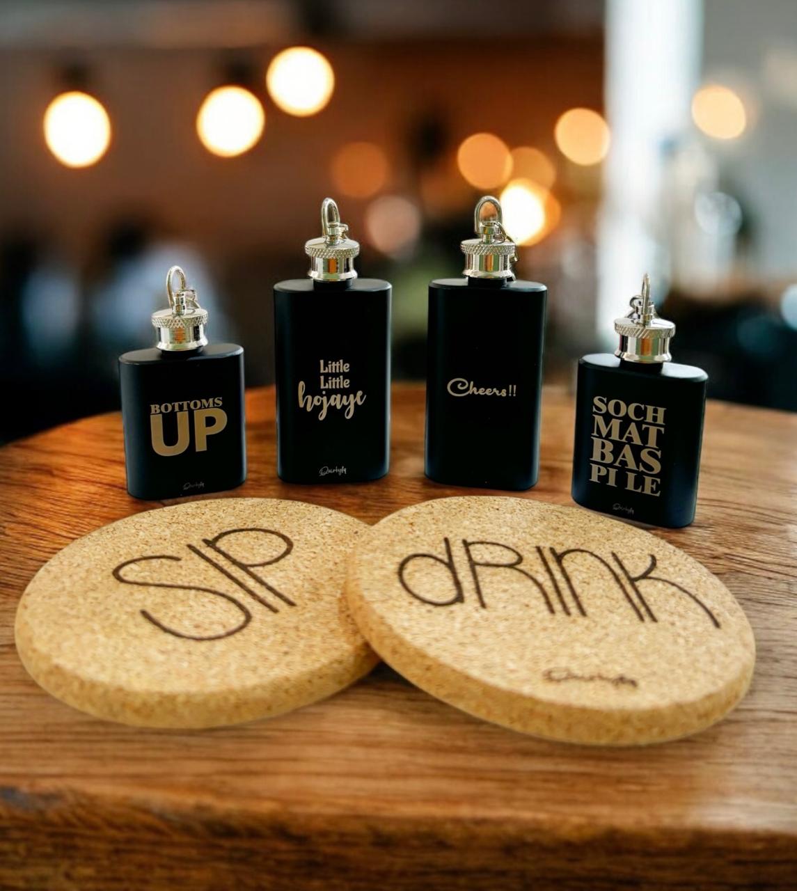 Sip, Savor, Repeat: Hip Flask Combo & Coasters