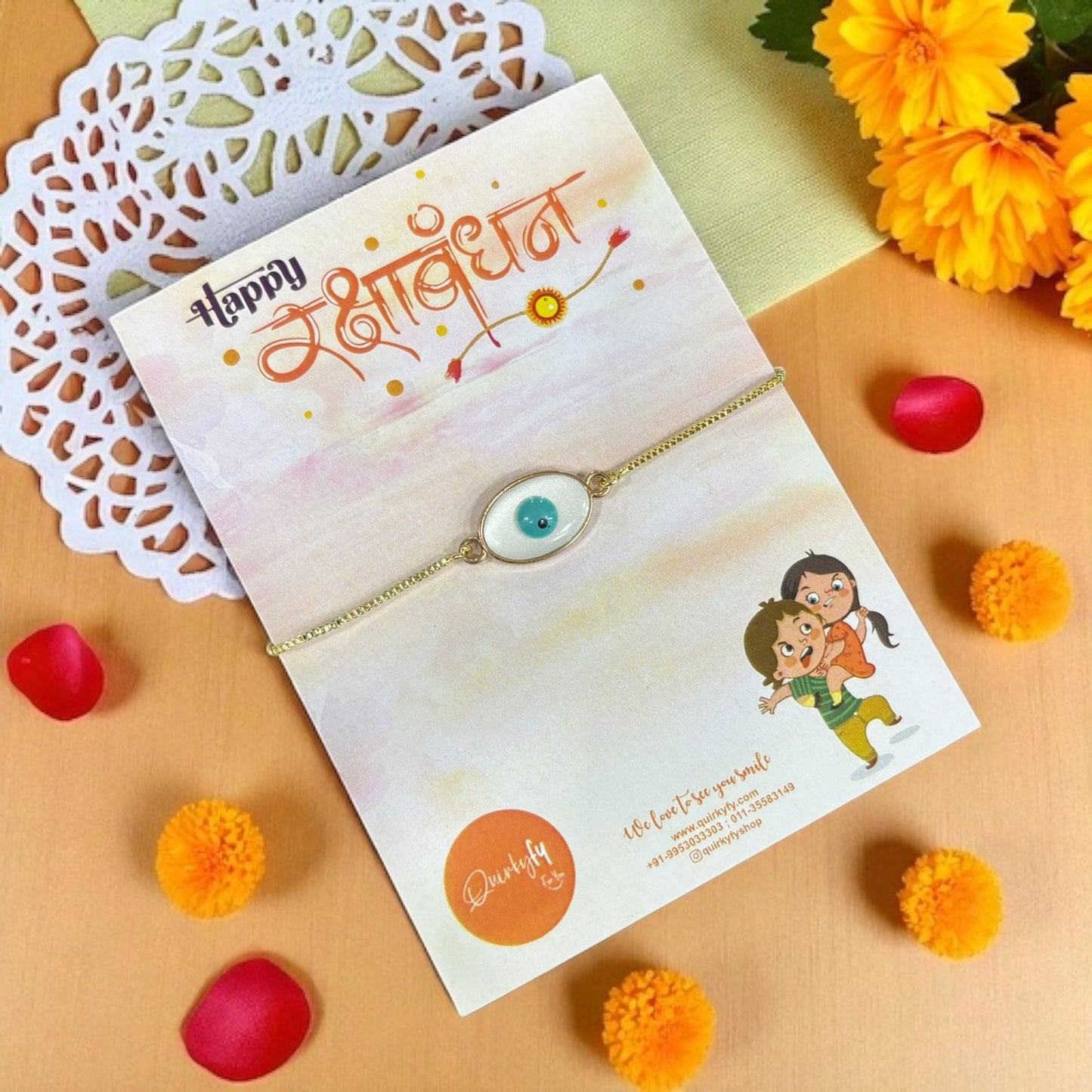 White Evil Eye Rakhi