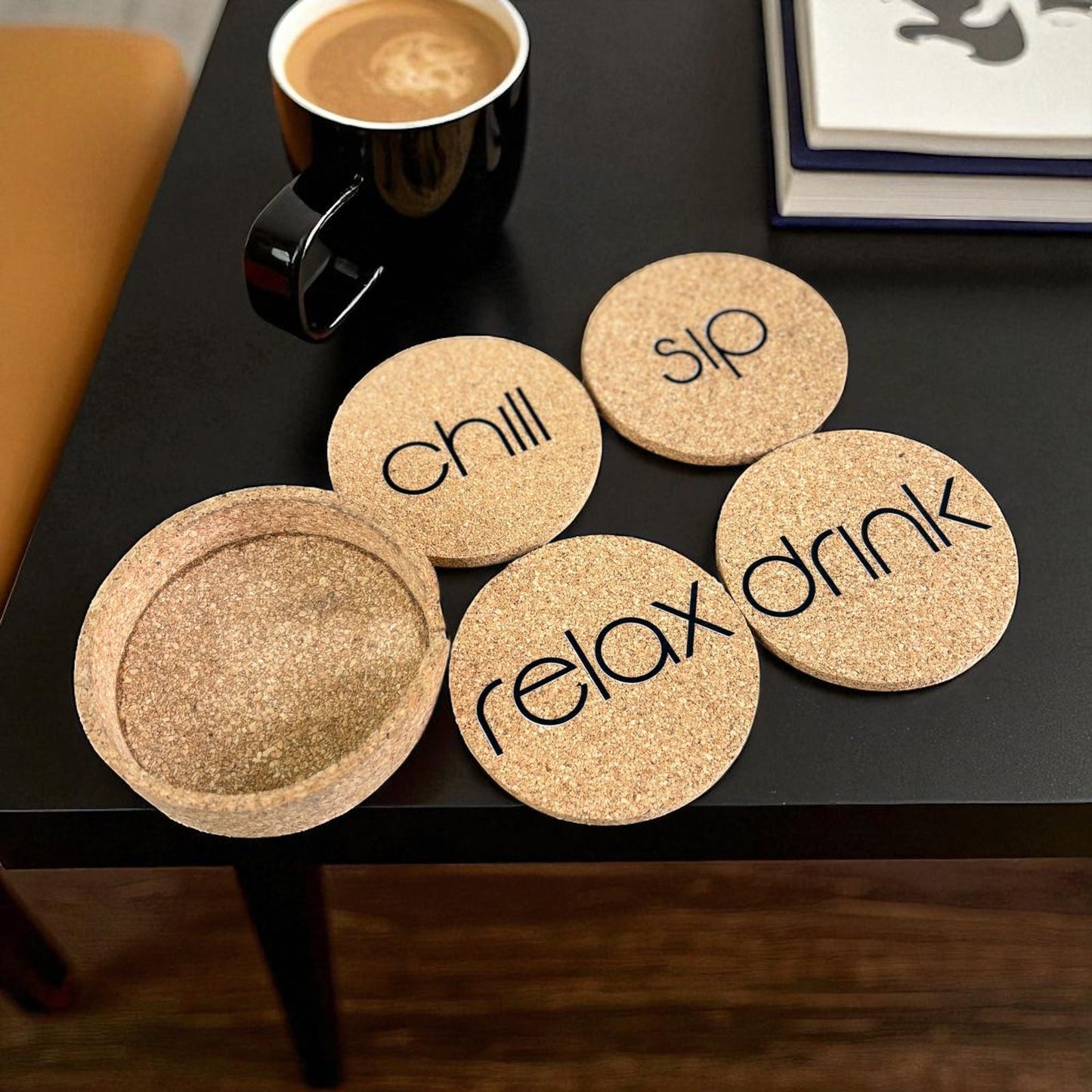 Cork Coaster Set of 4 with stand