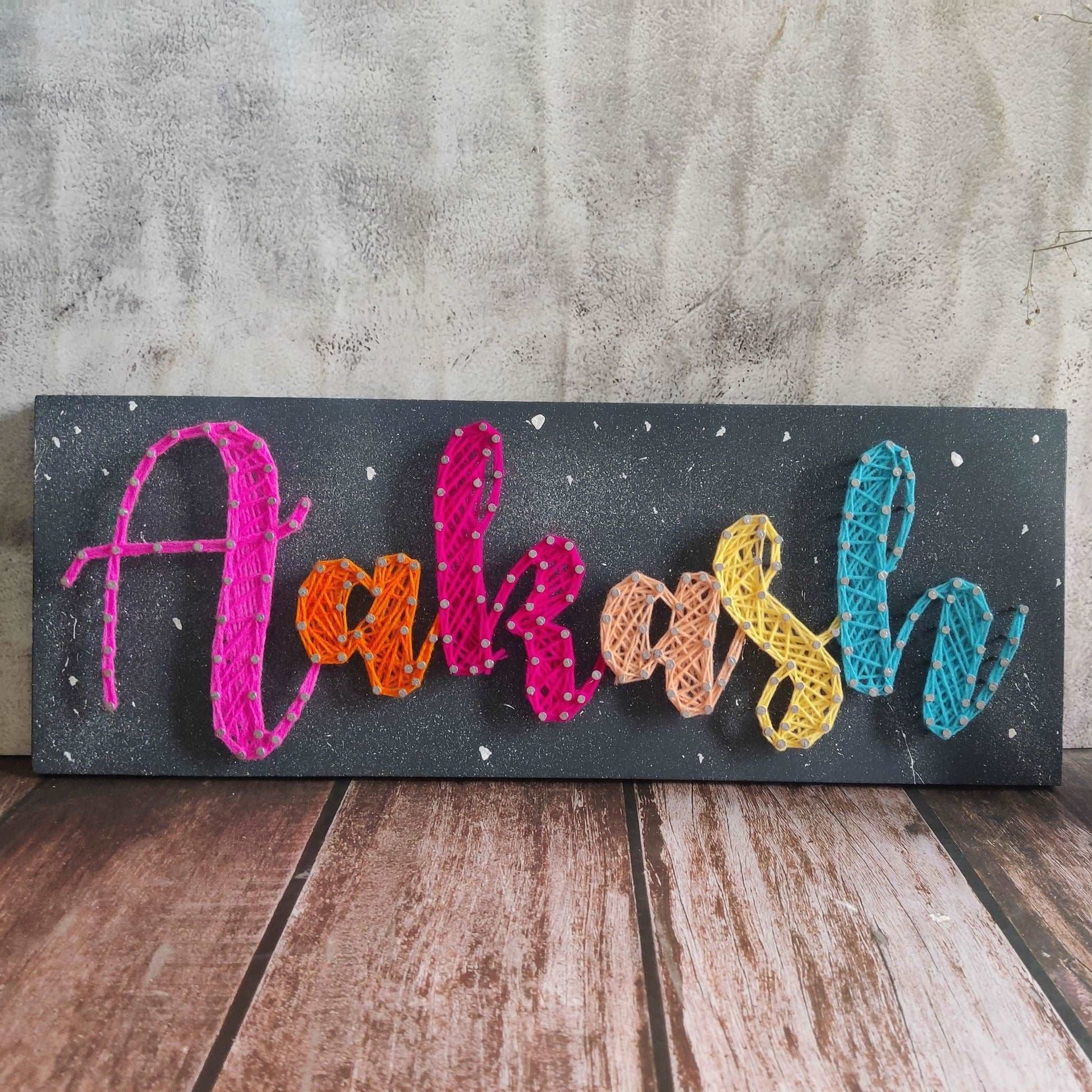 Colorful String Art Nameplate (Max 9 letters)