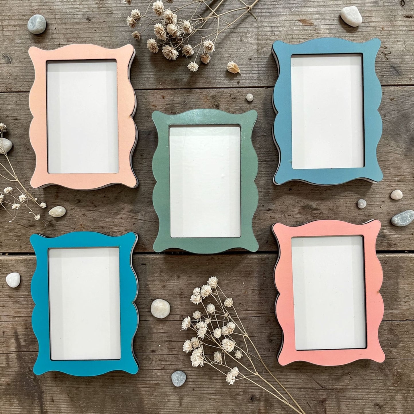 Pastel photo frame magnets (set of 5)