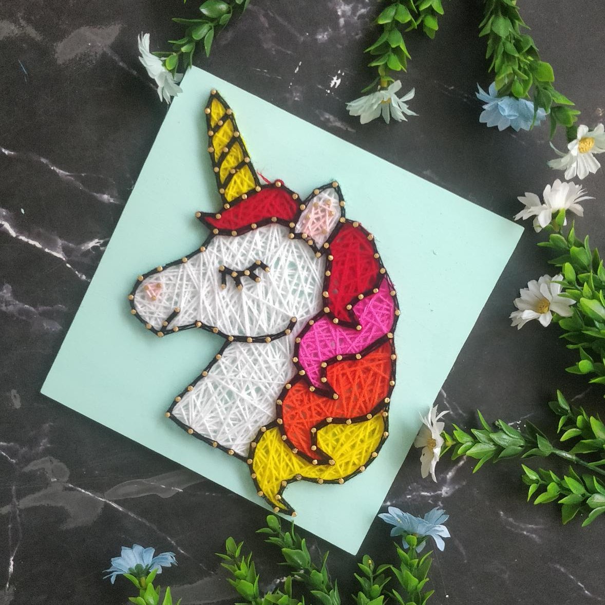 Unicorn String Art Aqua