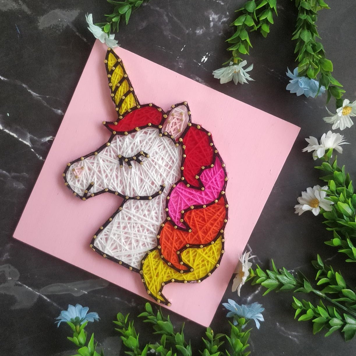 Unicorn String art Pink – QuirkyFY
